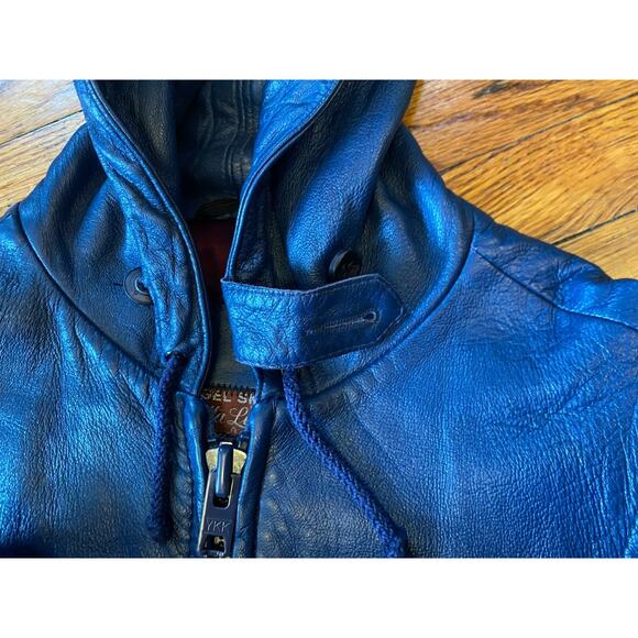 VTG 70s USA Unique Rare Women’s 10-12, 42 Cabretta Angel Skin Leather Coat Hood - Picture 4 of 16